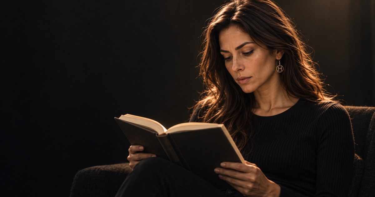 HYLARA liest in warmem Licht ein Buch